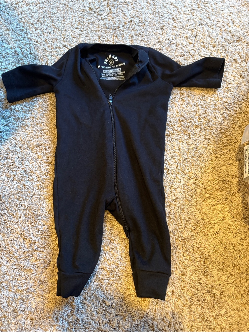 Primary Black Zip One-Piece Bodysuit onesie organic cotton newborn